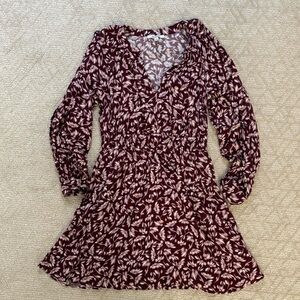 Madewell Long Sleeve Wrap Dress women’s Burgundy Floral timeless effortless cute